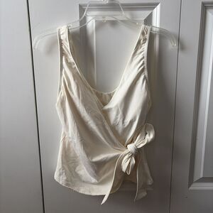 Lands' End Women's Size 10 Tankini Top Cream Swim Top Side Tie NWOT